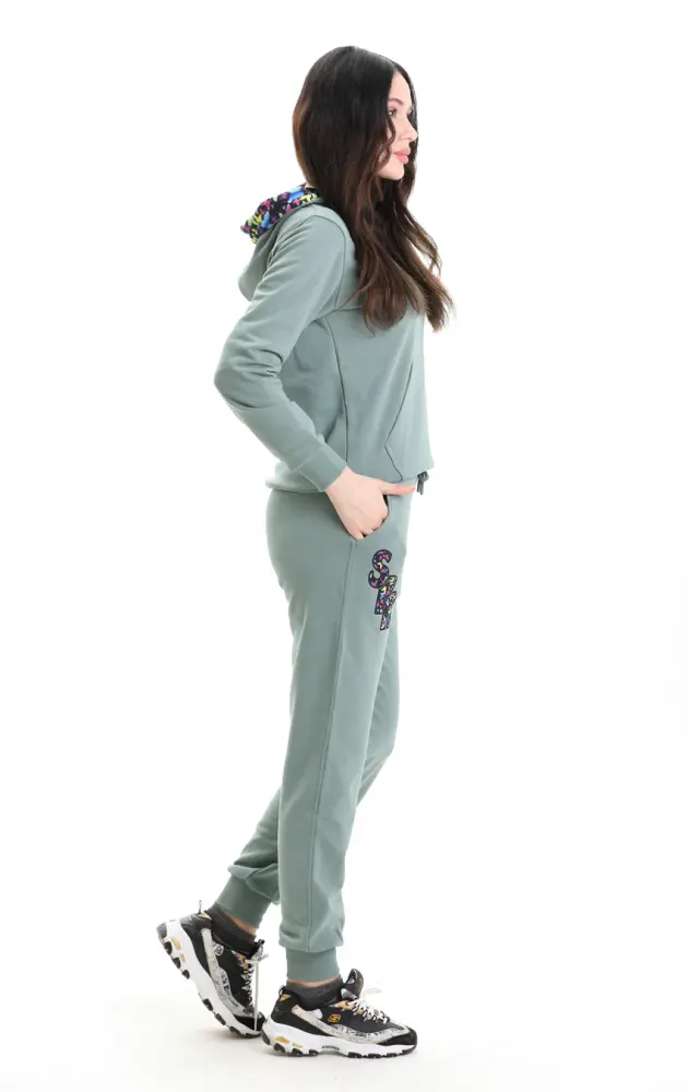 Çağla Yeşil 3 Iplik Şardonsuz Eşofman Takımı