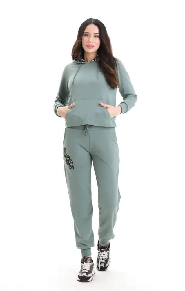 Çağla Yeşil 3 Iplik Şardonsuz Eşofman Takımı