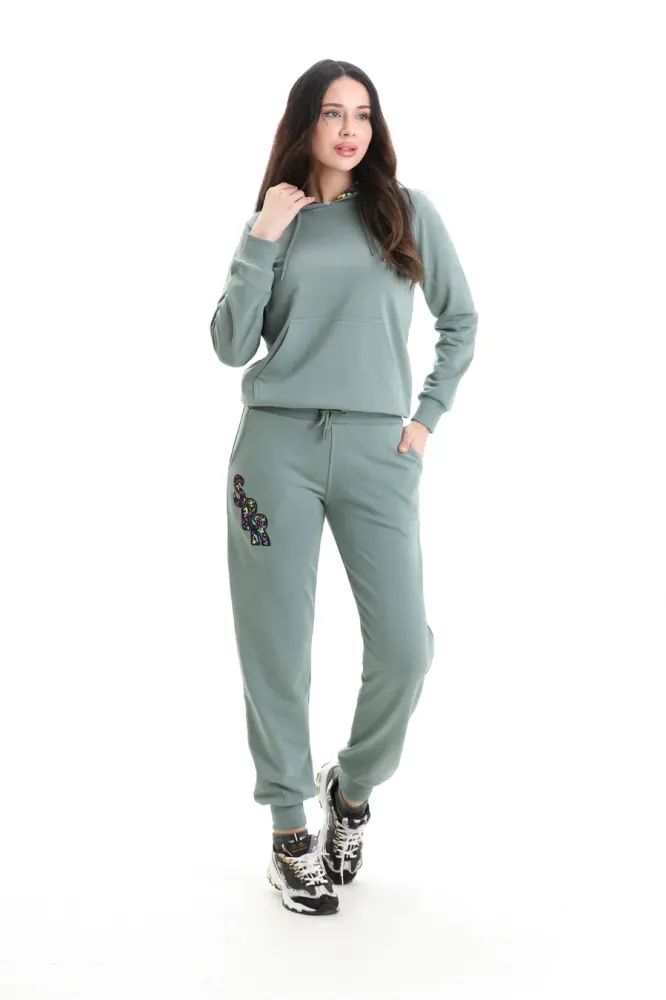 Çağla Yeşil 3 Iplik Şardonsuz Eşofman Takımı