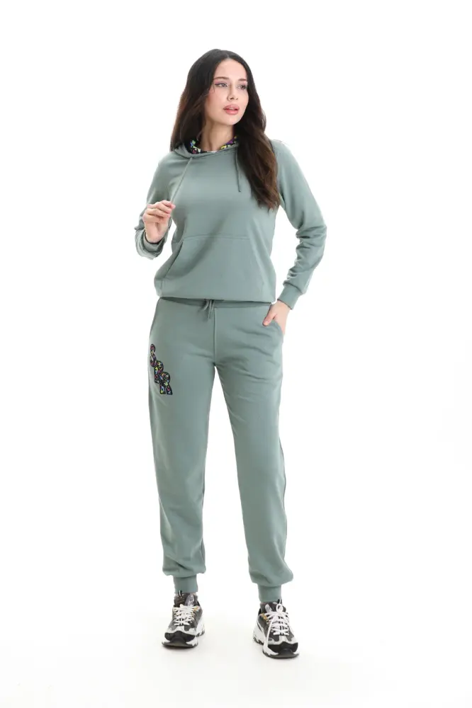 Çağla Yeşil 3 Iplik Şardonsuz Eşofman Takımı