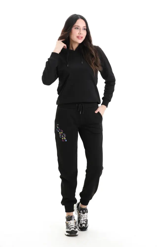 Siyah 3 Iplik Şardonsuz Eşofman Takımı