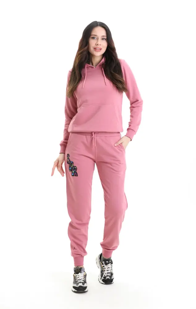 Pembe 3 Iplik Şardonsuz Eşofman Takımı