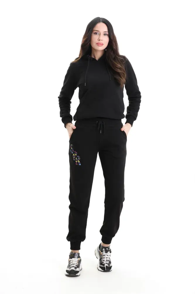 Siyah 3 Iplik Şardonsuz Eşofman Takımı