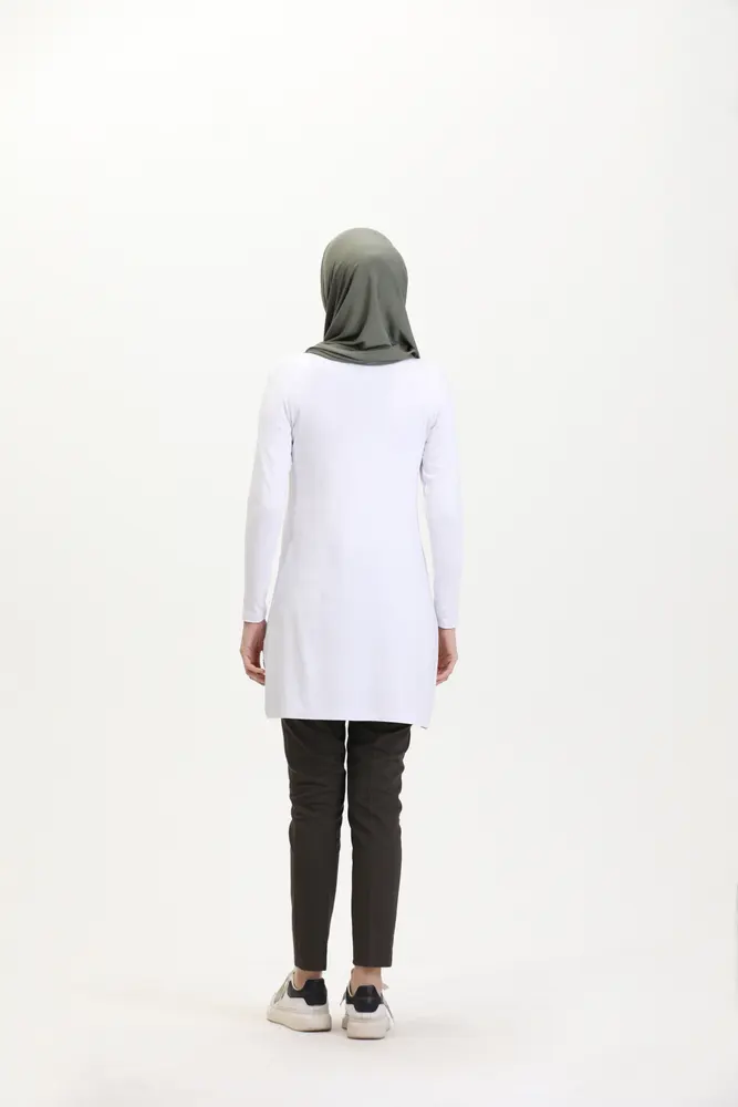 Beyaz Viskon Uzun Tunik