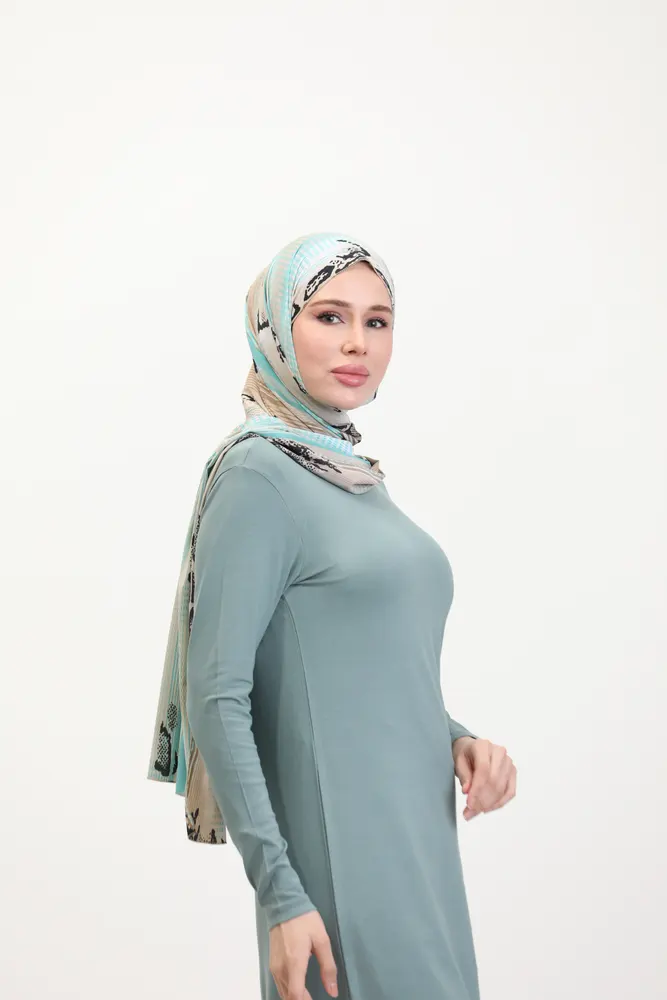 Nil Yeşili Viskon Uzun Tunik