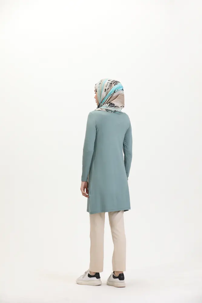 Nil Yeşili Viskon Uzun Tunik