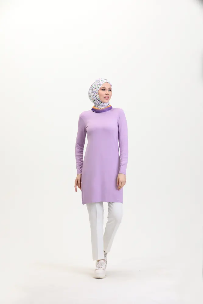 Lila Viskon Uzun Tunik