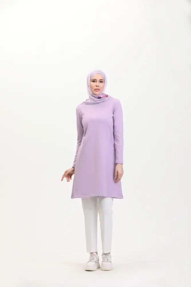 Lila Viskon Uzun Tunik