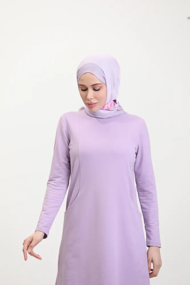 Lila Viskon Uzun Tunik