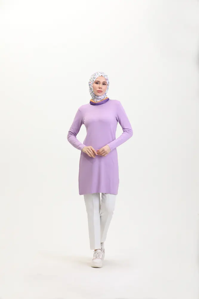 Lila Viskon Uzun Tunik