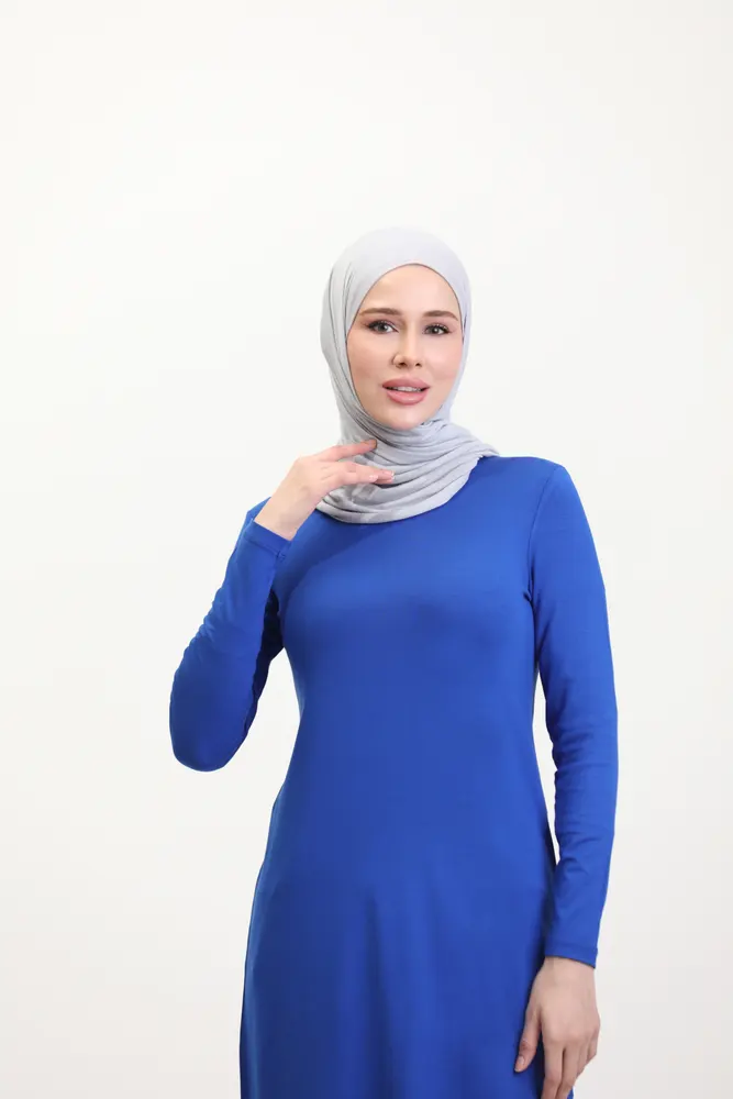 Mavi Viskon Uzun Tunik
