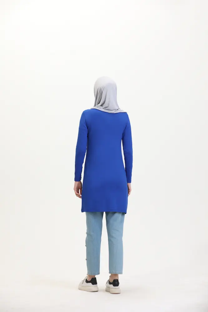 Mavi Viskon Uzun Tunik