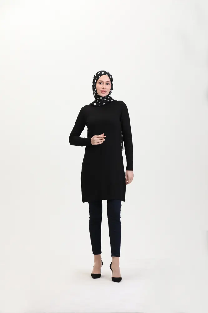 Siyah Viskon Uzun Tunik