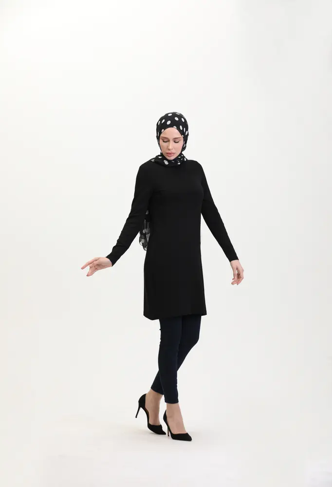 Siyah Viskon Uzun Tunik