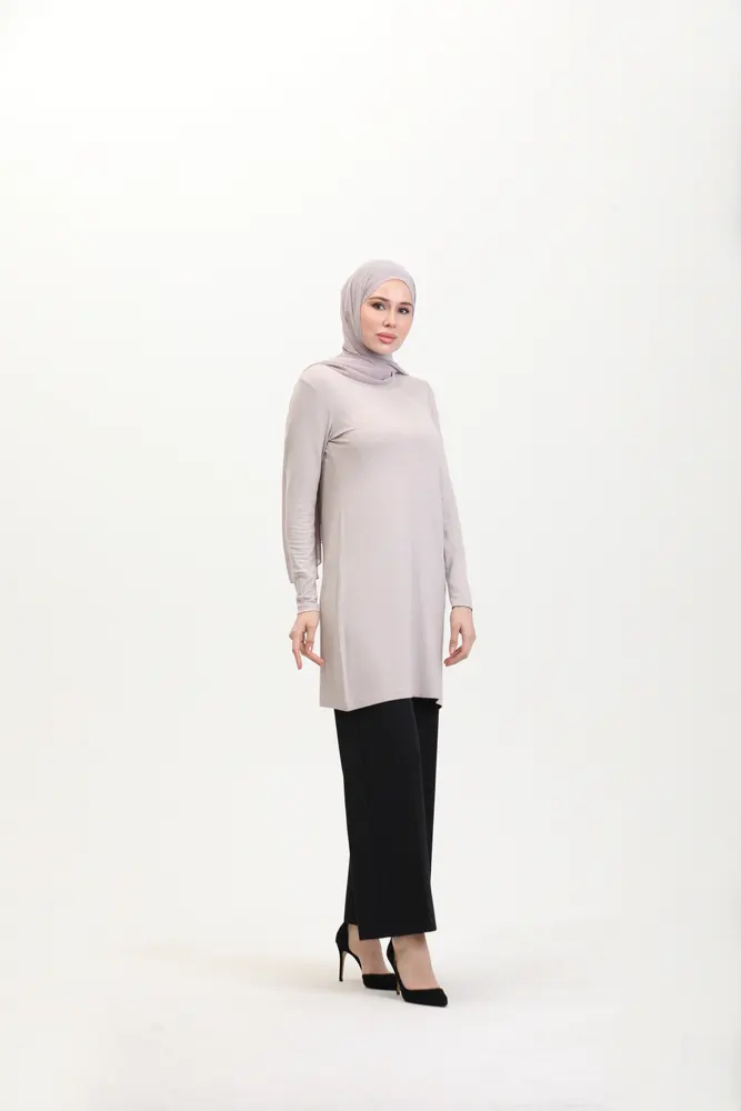 Bej Viskon Uzun Tunik