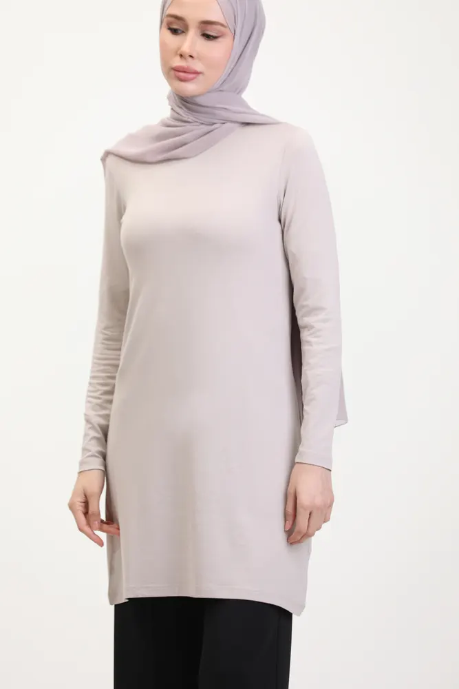 Bej Viskon Uzun Tunik