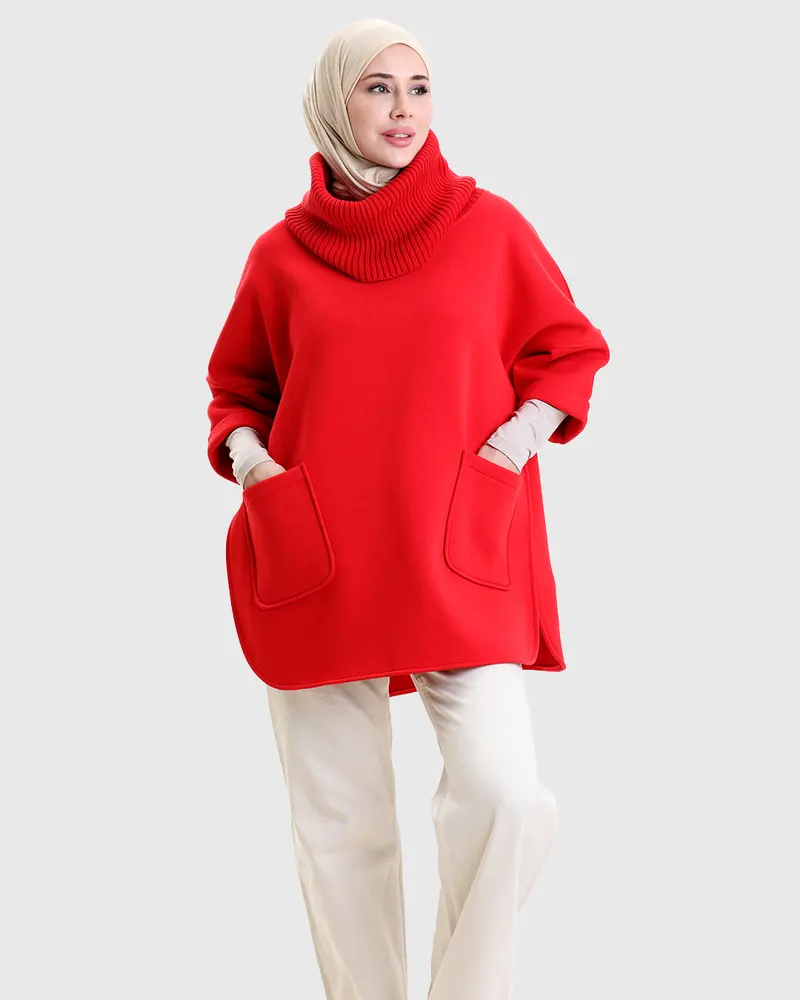 Tesettür Oversize Boğazlı Sweat Tunik