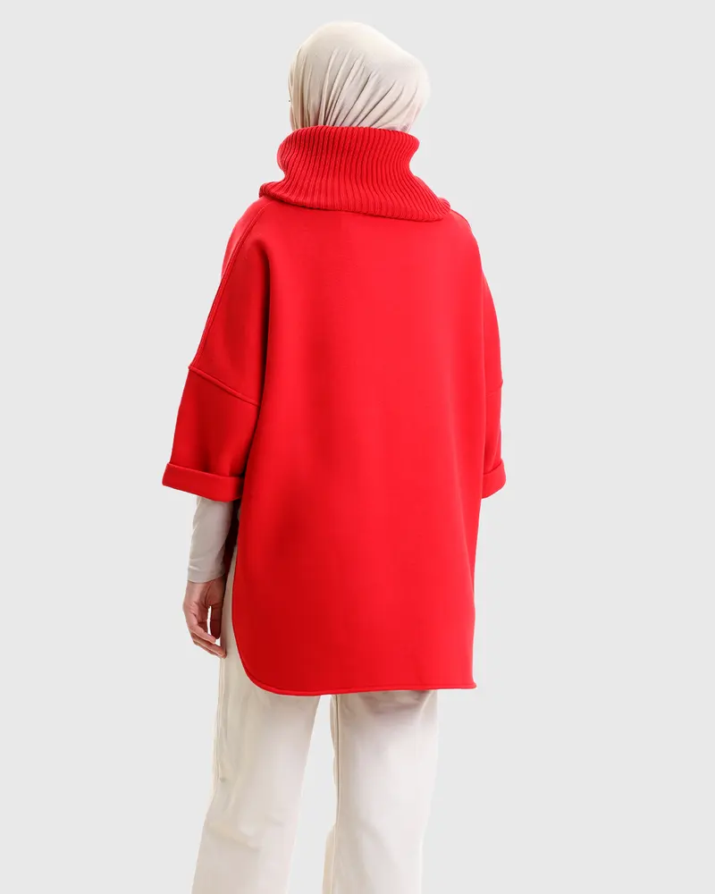 Tesettür Oversize Boğazlı Sweat Tunik