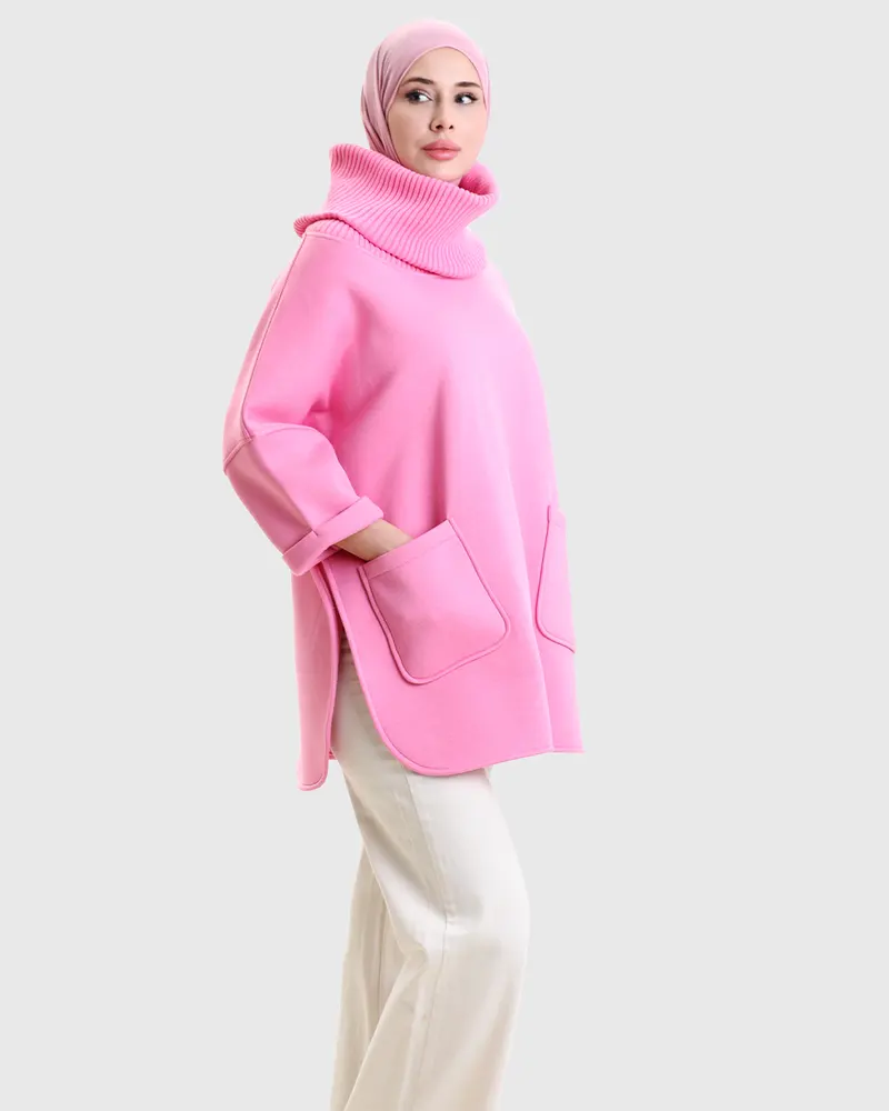Tesettür Oversize Boğazlı Sweat Tunik