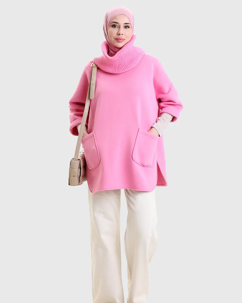 Tesettür Oversize Boğazlı Sweat Tunik