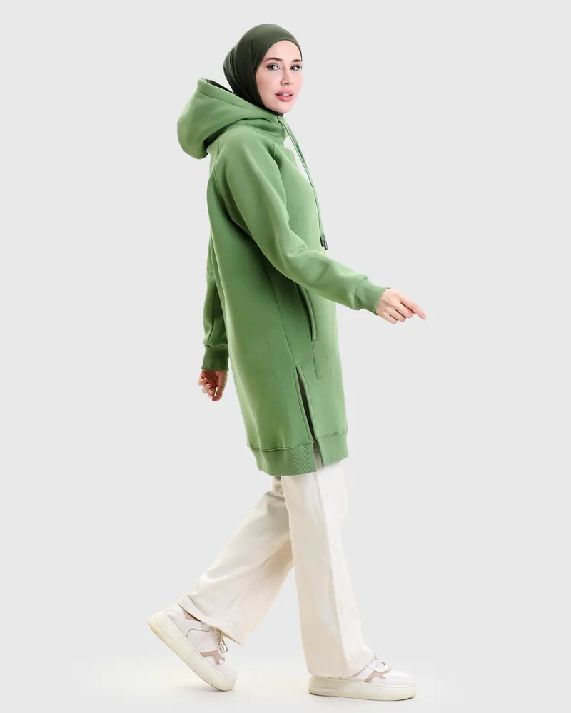 Oversize Boğazlı Uzun Sweat Tunik