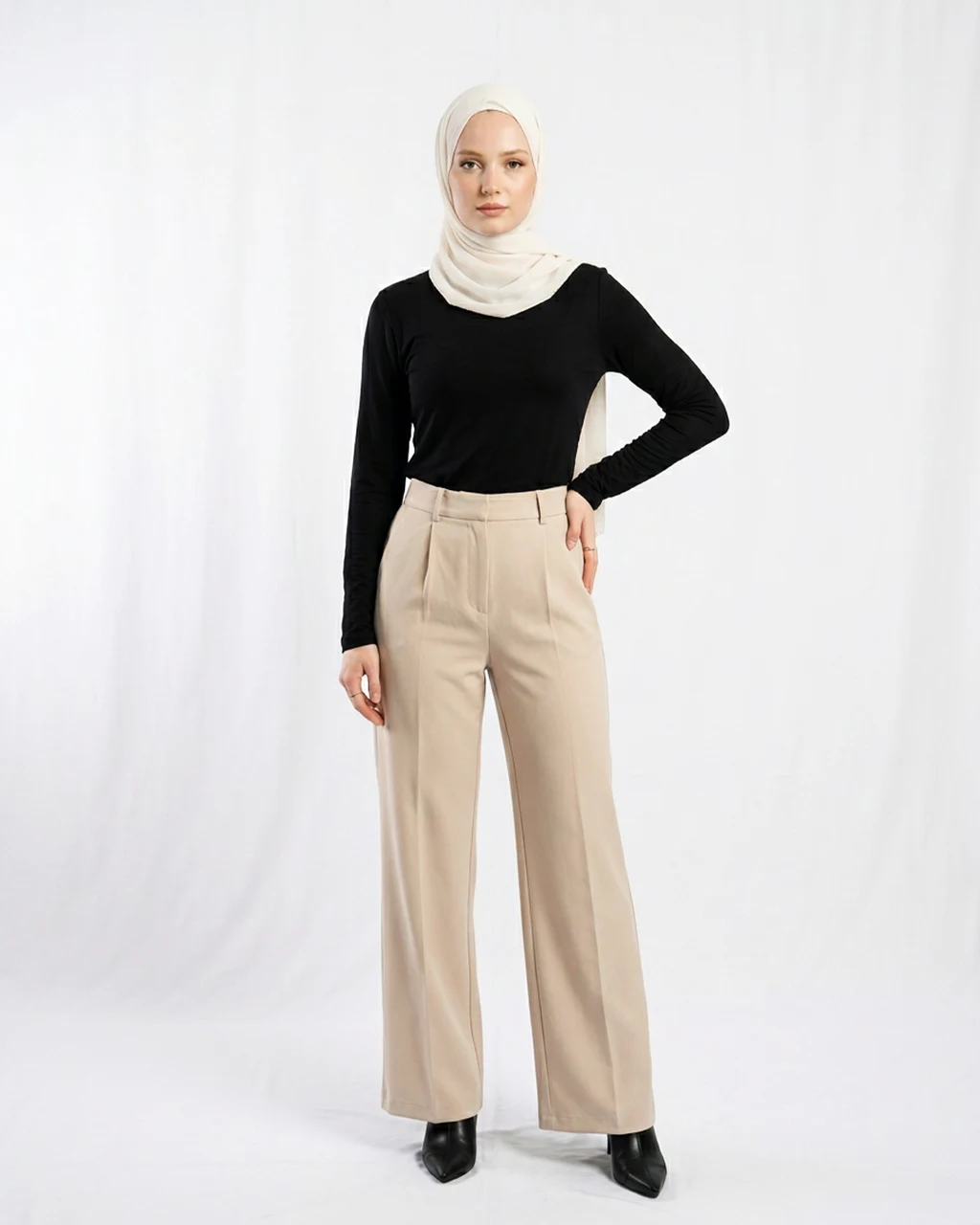 Kadın Siyah Yarım Balıkçı Viskon Body - Slim Fit Esnek Seri