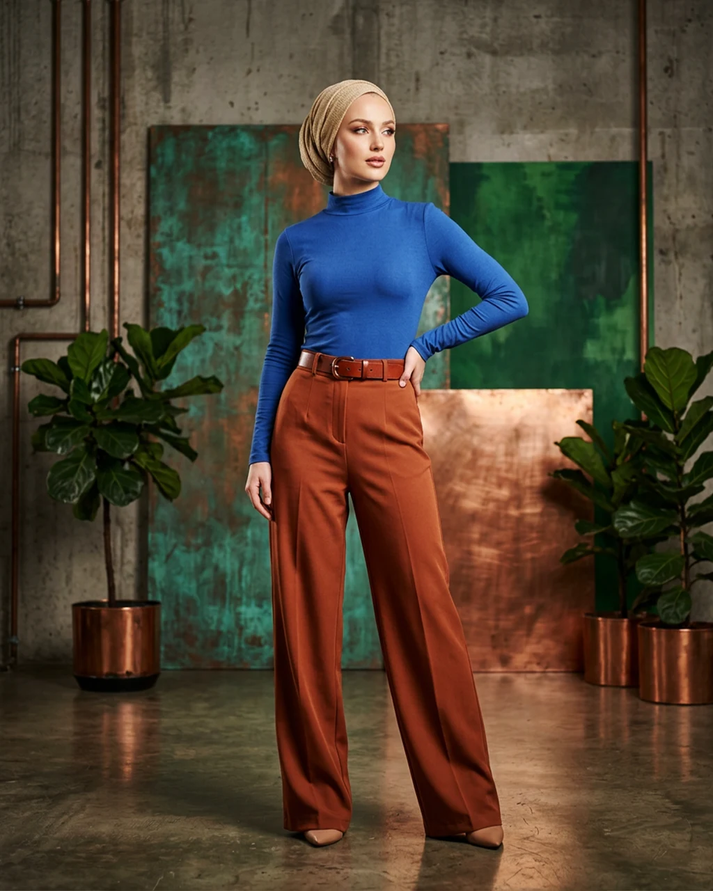 Kadın Koyu İndigo Yarım Balıkçı Viskon Body - Slim Fit Esnek Seri