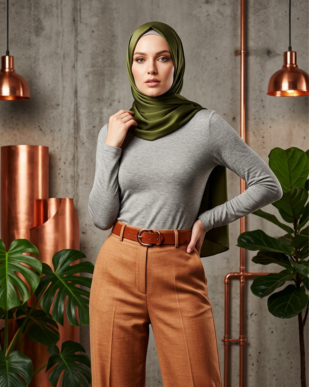 Kadın Vizon Melanj Yarım Balıkçı Viskon Body - Slim Fit Esnek Seri
